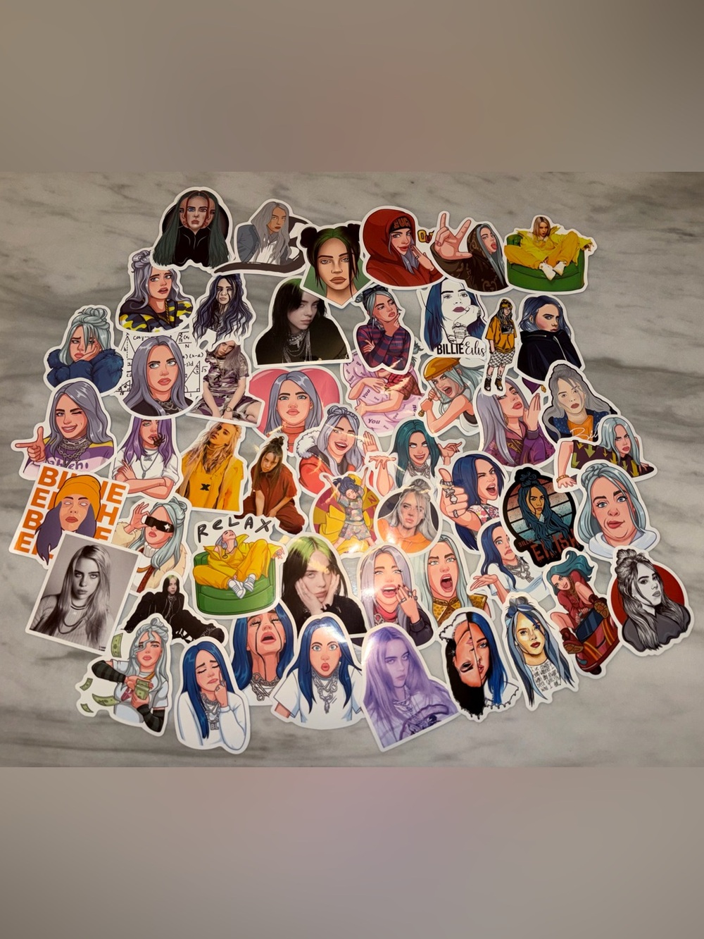 New 50x Green Hair Music Artist Sticker Set Exact Assortment Waterproof Decal